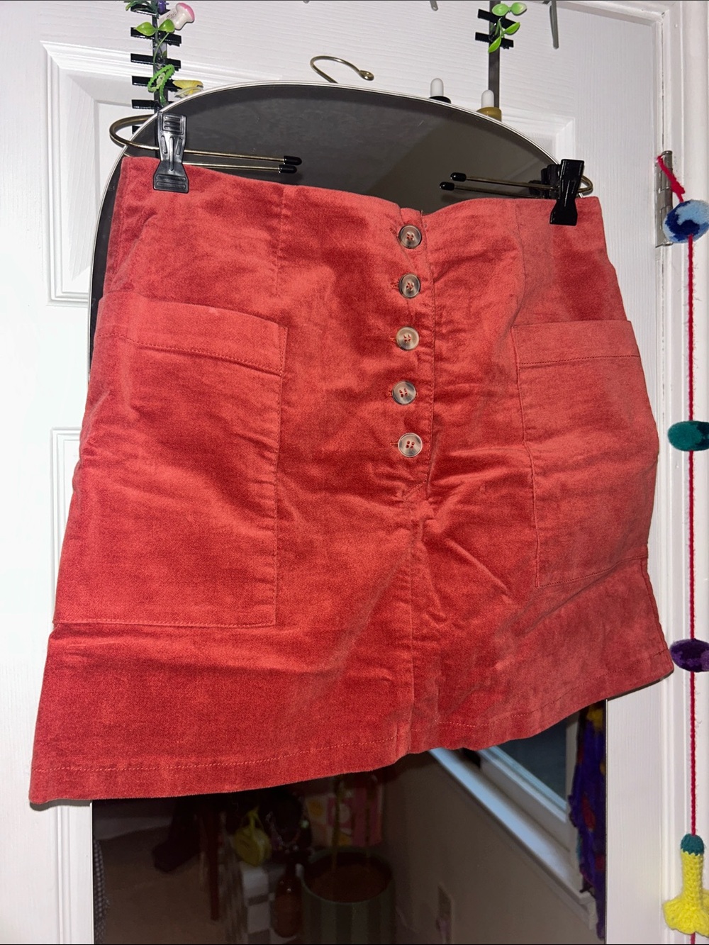 Forever 21 Rust Red Corduroy Button-Front Mini Skirt